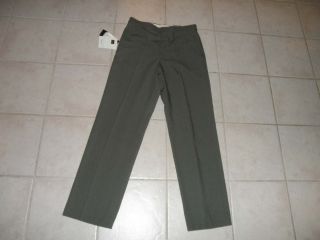 Farah Mens Dress Pants 34 x 34 Olive Green Flat Front Chino Casual