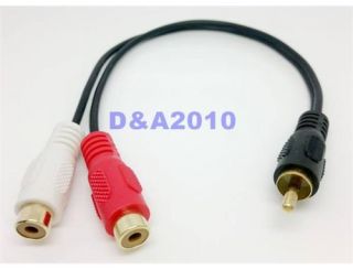 Gold RCA Male Plug to 2 RCA Female Jack Adapter Cable