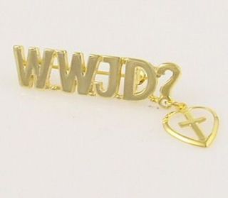 14k Gold Hge What Would Jesus do Faith Pin Charm