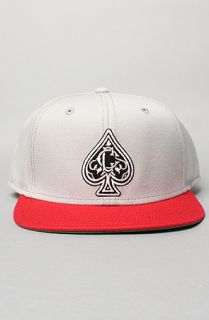 Crooks and Castles The Spades Snapback Cap in Light Grey Scarlet