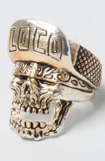 Han Cholo The Loco Skull Ring in Brass Plated Silver