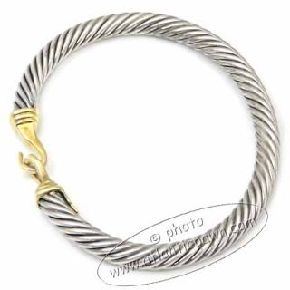 David Yurman Silver Gold Buckle Cable Bracelet