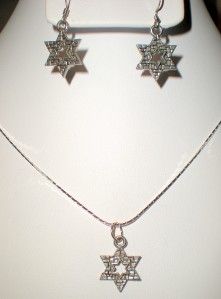 Holy Wall Jewish Star of David Necklace Earring Set