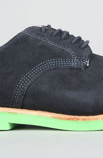 Walk Over Shoes The MADE IN THE USA Derby 100s Buck Shoe in Navy Suede