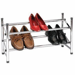 Household Essentials 2101 Expandable 2 Shelf Chrome Plated Shoe Rack