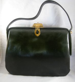 Vintage FASSBENDER Black Leather Clutch Handbag Purse Bag made in