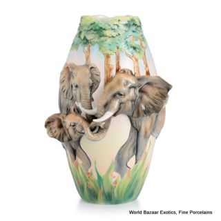 FZ03026 Family Fun Elephant Design Large Vase Franz Porcelain New 2012