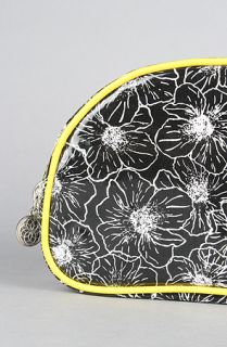 Loop Design The Double Zip Cosmetic Case in Black and White Peony