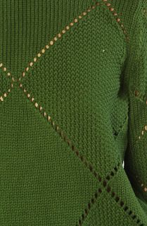 aryn K The Argyle Cut Out Sweater in Green