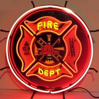 Neon Sign Firefighter Firehouse Fireman Fire Dept Department lamp