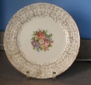 BEAUTIFUL VINTAGE 1936 EDWIN M KNOWLES 10 CHINA PLATE 22KT BORDER