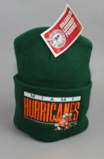 Vintage Deadstock Miami Hurricanes Block BeanieGreen