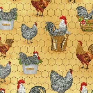Down on The Farm Chicken Chickens Wire Novelty Print Cotton Quilt