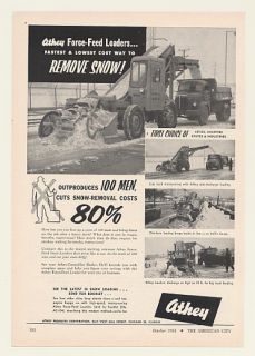 1954 Athey Force Feed Loader Snow Removal Print Ad