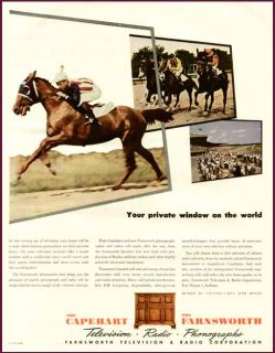Horse Racing Scene in 1945 Capehart Farnsworth Radio Ad
