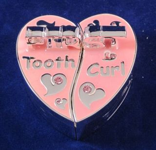 New Baby Girl Gift First Tooth Curl Box Pink Silver