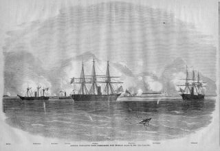Admiral Farraguts Fleet Bombarding Fort Morgan Civil War History