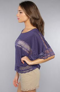 Free People The Lace Insert Crop Tee in Imperial Blue