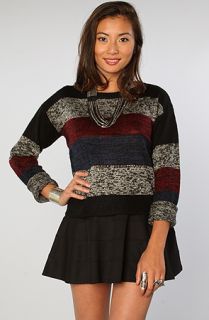Motel The Holla Striped Sweater in Black Red and Royal Mixed Yarn