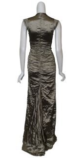 Nicole Miller Metallic Taupe Long Eve Gown Dress 2 New