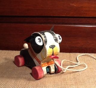 Vintage Fisher Price Barky Wooden Pull Toy