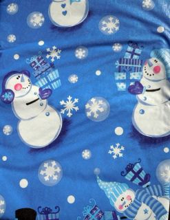  Winter Blue Snowman Vinyl Tablecloth Flannel Back All Sizes New