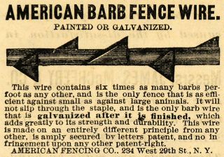  ad american barb wire fence fencing agriculture original advertising