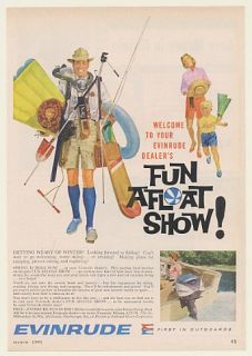 1961 Evinrude Boat Motor Fun Afloat Show Family Ad