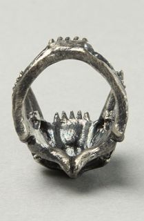 Obey The Saber Skull Ring in Antique Silver