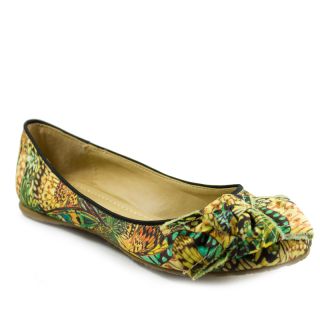 Soda Shoes Womens Flats Butterfly Print Satin Multi Color Round Toe