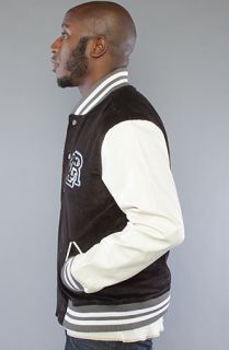 LRG The Game Green Letterman Jacket in Black