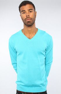 Jed Clothing The Solid VNeck Pullover Sweater Knit in Turquoise