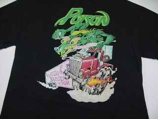 Poison Flesh and Blood Road Dogs Concert Tour T Shirt XL Heavy Metal
