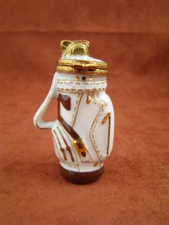 Adorable Limoges Eximious Golf Bag Trinket Box INITIALED