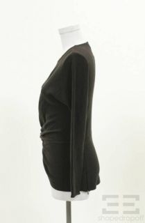 Gianfranco Ferre Dark Brown Wool Ruched Long Sleeve Sweater Size US 10