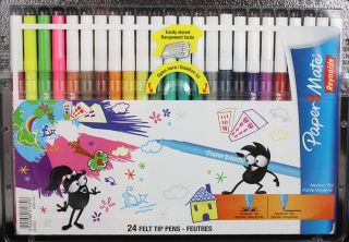 Papermate Felt Tip Pens Wallet of 24 Medium Tip 24 Colours