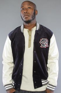 LRG The Game Green Letterman Jacket in Navy