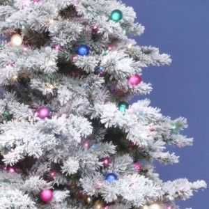 vickerman flocked alaskan 6 5 artificial christmas tree with clear