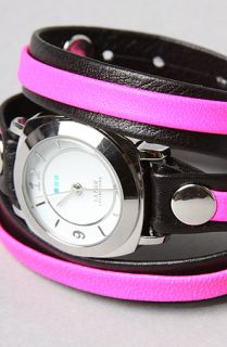 La Mer The Odyssey Layer Watch in Black and Neon Pink With Silver