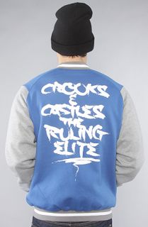 Crooks and Castles The Leopard Stadium Jacket in Blue