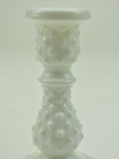 Vintage Fenton Art Glass Hobnail Milk Glass Candlestick Holders