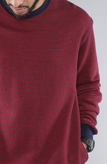 Brixton The Partisan Crewneck Sweatshirt in Red Navy