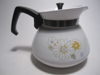  Ware 6 Cup Enamel Coffee Pot Teapot Lid Floral Bouquet P 104 4