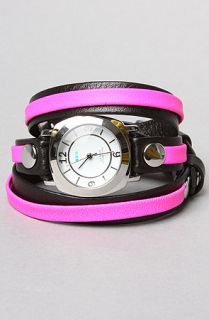 La Mer The Odyssey Layer Watch in Black and Neon Pink With Silver