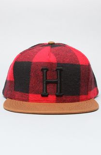 HUF The Classic H Buffalo Check Snapback Cap in Red