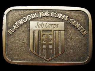  082712101 vintage 1970s flatwoods job corps center belt buckle