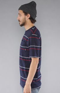 Brixton The Hilt Tee in Navy Stripe Concrete