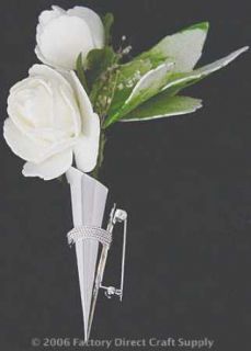 Silver Lapel Pin Vase Braid Trim Wedding Boutonnieres