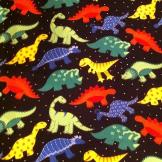  ADORABLE & COLORFUL DINOSAURS ALL OVER KIDS FLEECE FABRIC BY THE YARD