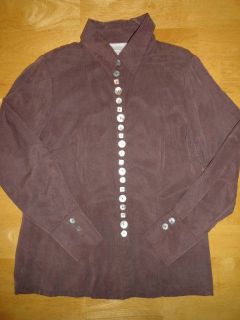 SOFT SURROUNDINGS Shirt Blouse Top Pretty Mixed Shape Size MOP Buttons